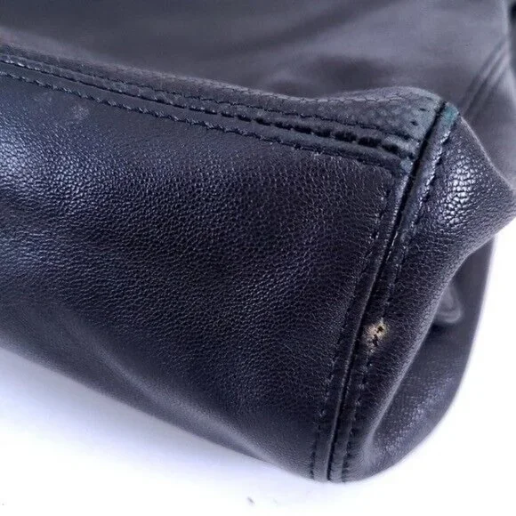 Elie Tahari Black Leather Shoulder Bag Braided Handle - Picture 9 of 11